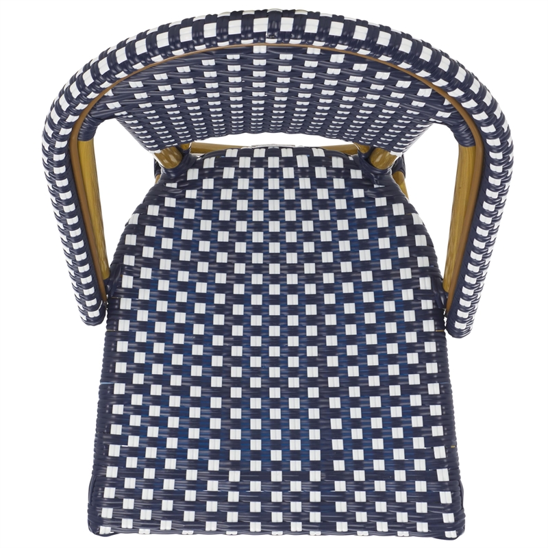 Pemberly Row Rattan Indoor/Outdoor Side Chairs in Navy/White (Set of 2)