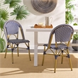 Pemberly Row Rattan Indoor/Outdoor Side Chairs in Navy/White (Set of 2)