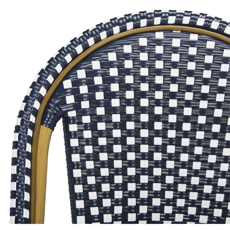 Pemberly Row Rattan Indoor/Outdoor Side Chairs in Navy/White (Set of 2)