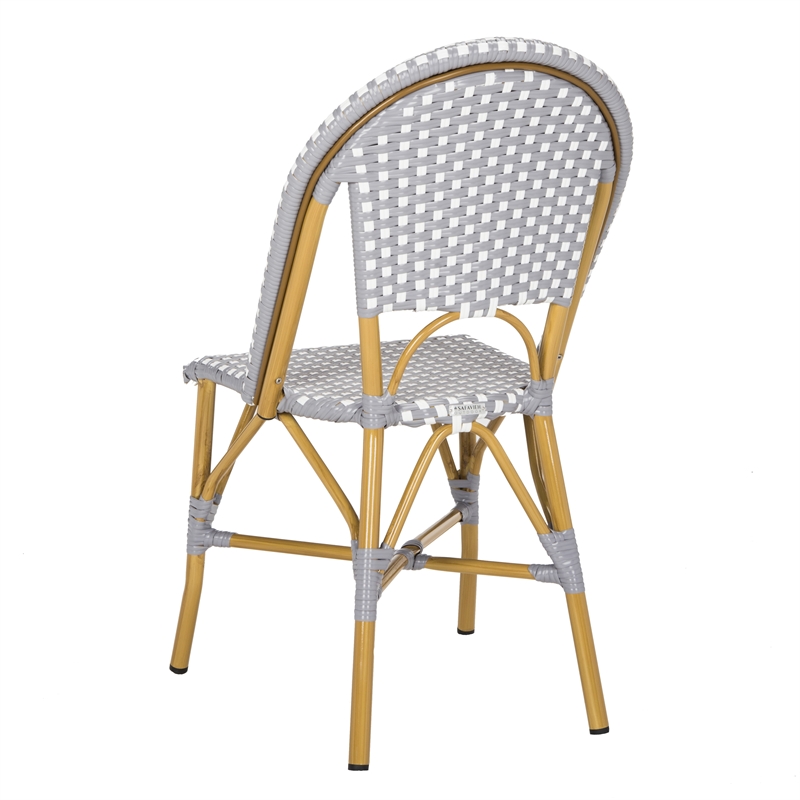 Pemberly Row Rattan Indoor/Outdoor Side Chairs in Gray/White (Set of 2)