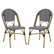 Pemberly Row Rattan Indoor/Outdoor Side Chairs in Black/White (Set of 2)