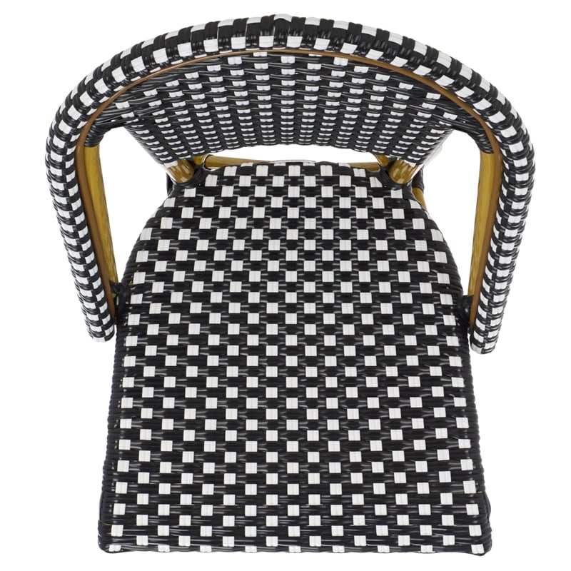 Pemberly Row Rattan Indoor/Outdoor Side Chairs in Black/White (Set of 2)