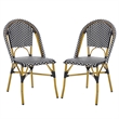 Pemberly Row Rattan Indoor/Outdoor Side Chairs in Teal Blue/White (Set of 2)