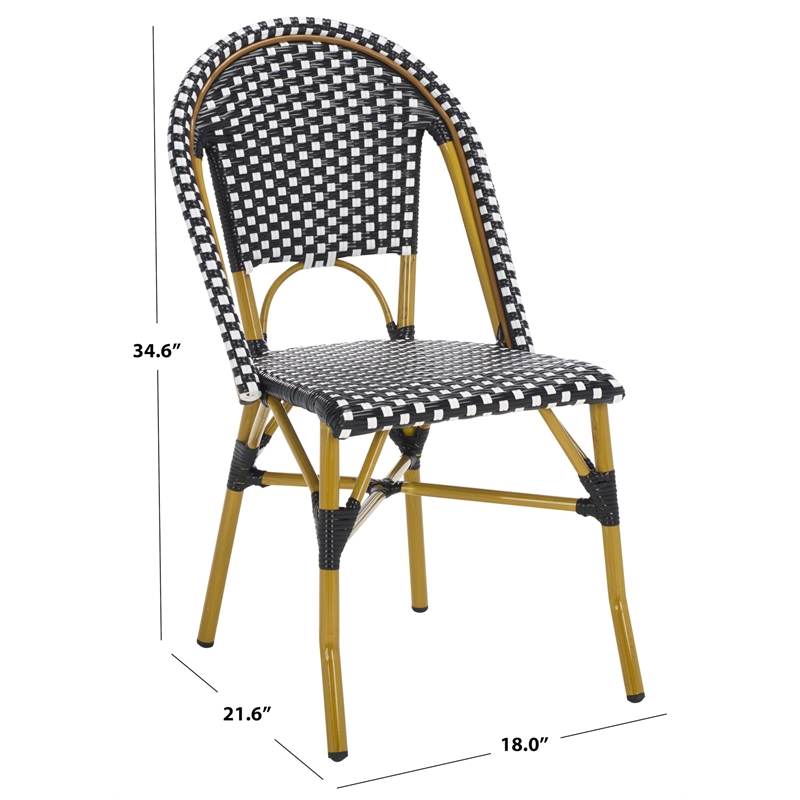 Pemberly Row Rattan Indoor/Outdoor Side Chairs in Teal Blue/White (Set of 2)