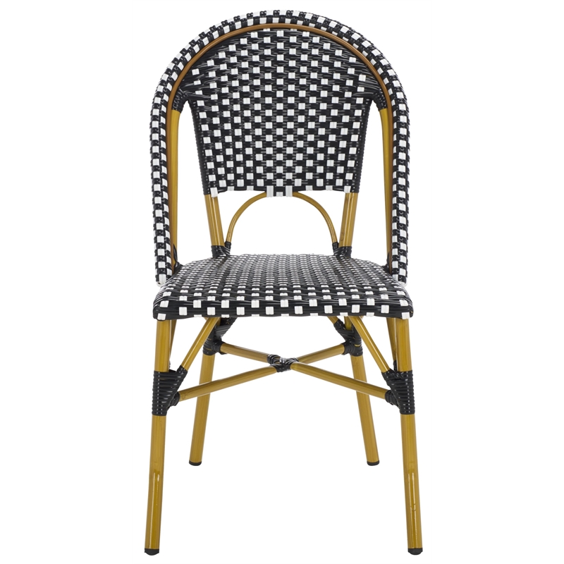 Pemberly Row Rattan Indoor/Outdoor Side Chairs in Teal Blue/White (Set of 2)