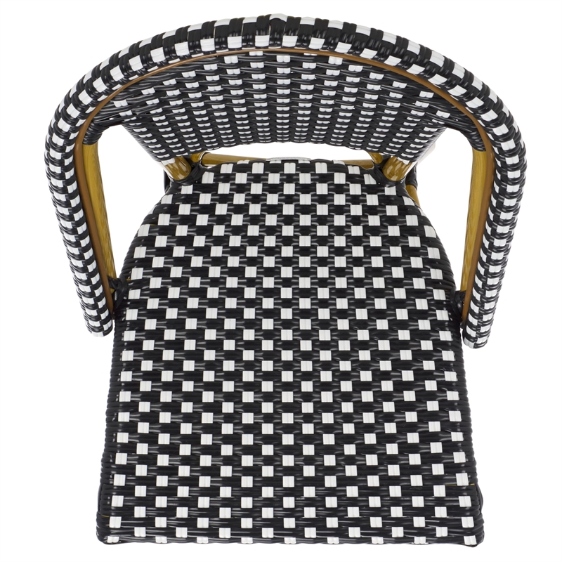 Pemberly Row Rattan Indoor/Outdoor Side Chairs in Teal Blue/White (Set of 2)