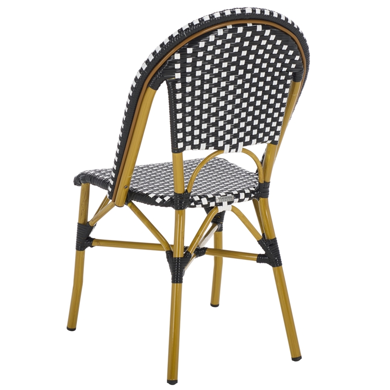 Pemberly Row Rattan Indoor/Outdoor Side Chairs in Teal Blue/White (Set of 2)
