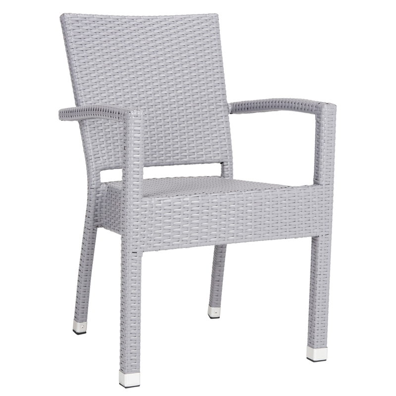 Pemberly Row Wicker / Rattan Outdoor Arm Chairs in Gray (Set of 2)