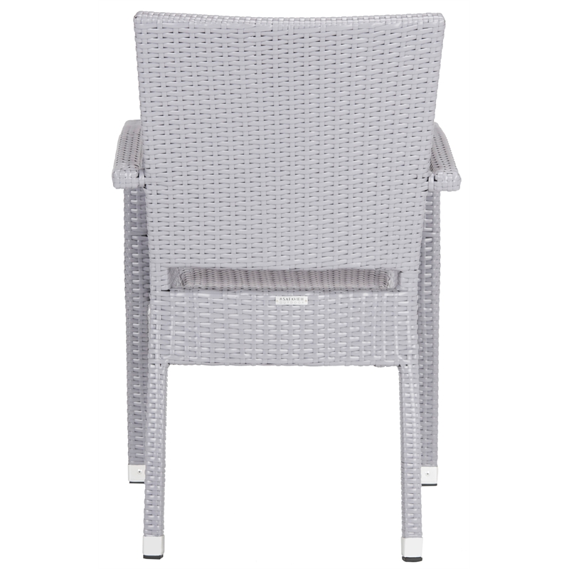 Pemberly Row Wicker / Rattan Outdoor Arm Chairs in Gray (Set of 2)