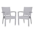 Pemberly Row Wicker / Rattan Outdoor Arm Chairs in Gray (Set of 2)