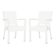 Pemberly Row Wicker / Rattan Outdoor Arm Chairs in White (Set of 2)
