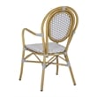 Pemberly Row Wicker / Rattan Outdoor Arm Chairs in Gray and White (Set of 2)