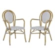 Pemberly Row Wicker / Rattan Outdoor Arm Chairs in Gray and White (Set of 2)