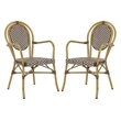 Pemberly Row Wicker / Rattan Outdoor Arm Chairs in Brown and White (Set of 2)