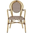 Pemberly Row Wicker / Rattan Outdoor Arm Chairs in Brown and White (Set of 2)