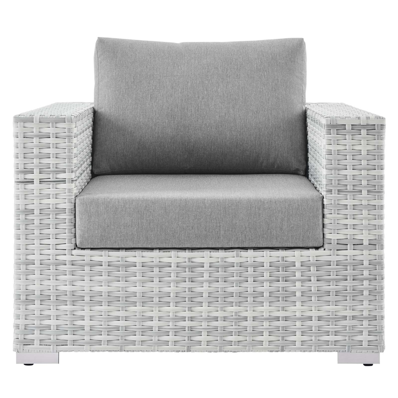 Pemberly Row Modern Fabric Outdoor Patio Armchair in Light Gray