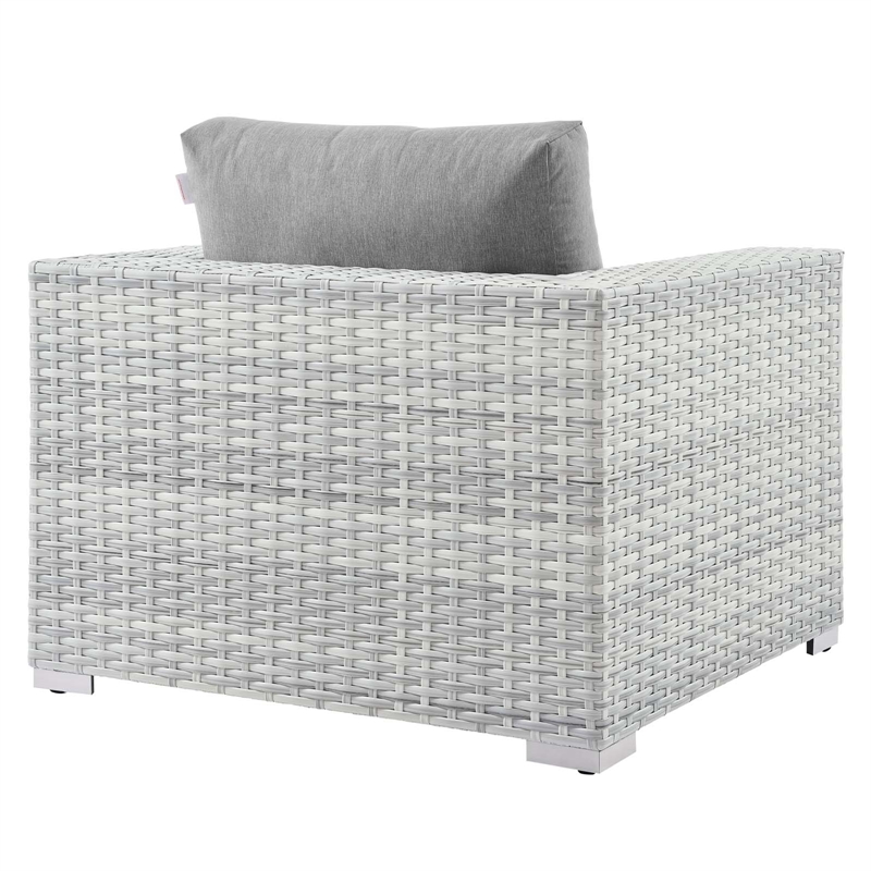 Pemberly Row Modern Fabric Outdoor Patio Armchair in Light Gray
