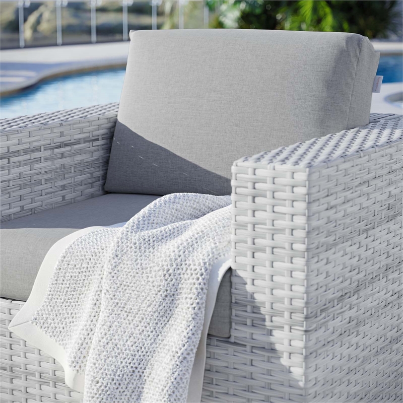 Pemberly Row Modern Fabric Outdoor Patio Armchair in Light Gray
