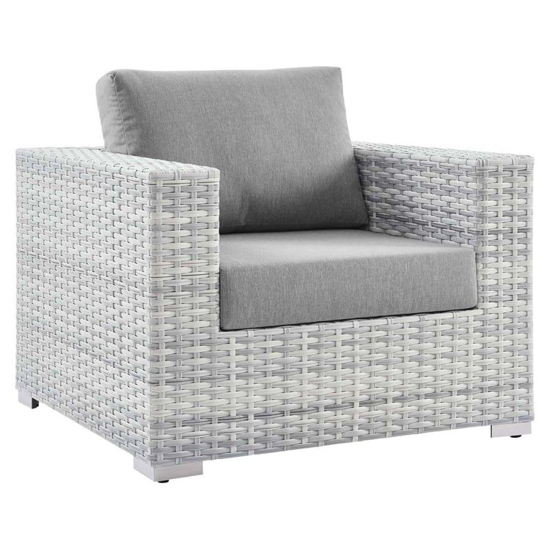 Pemberly Row Modern Fabric Outdoor Patio Armchair in Light Gray