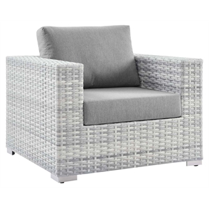 Pemberly Row Modern Fabric Outdoor Patio Armchair in Light Gray