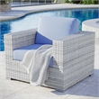 Pemberly Row Modern Fabric Outdoor Patio Armchair in Light Gray/Light Blue
