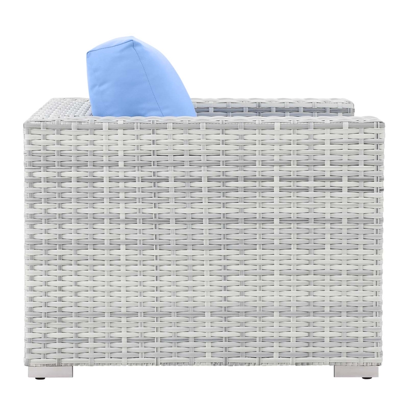 Pemberly Row Modern Fabric Outdoor Patio Armchair in Light Gray/Light Blue