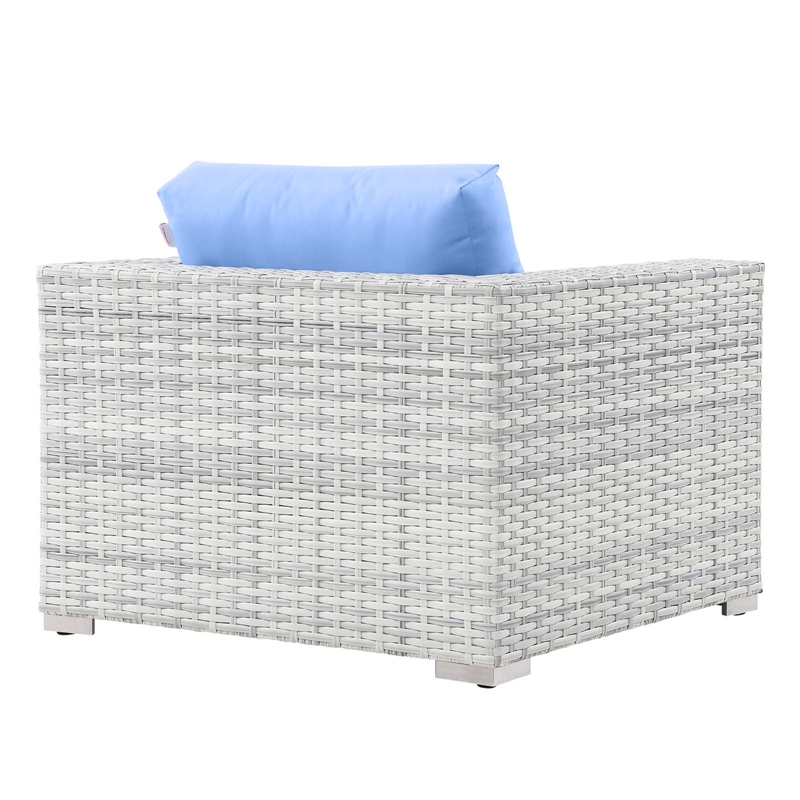 Pemberly Row Modern Fabric Outdoor Patio Armchair in Light Gray/Light Blue