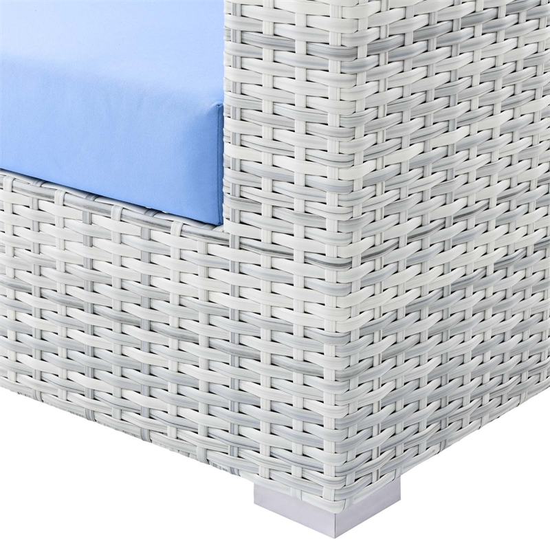 Pemberly Row Modern Fabric Outdoor Patio Armchair in Light Gray/Light Blue