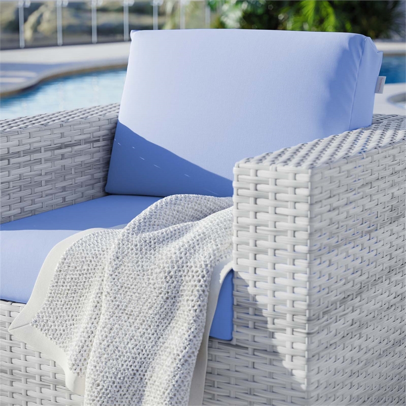 Pemberly Row Modern Fabric Outdoor Patio Armchair in Light Gray/Light Blue
