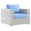 Pemberly Row Modern Fabric Outdoor Patio Armchair in Light Gray/Light Blue