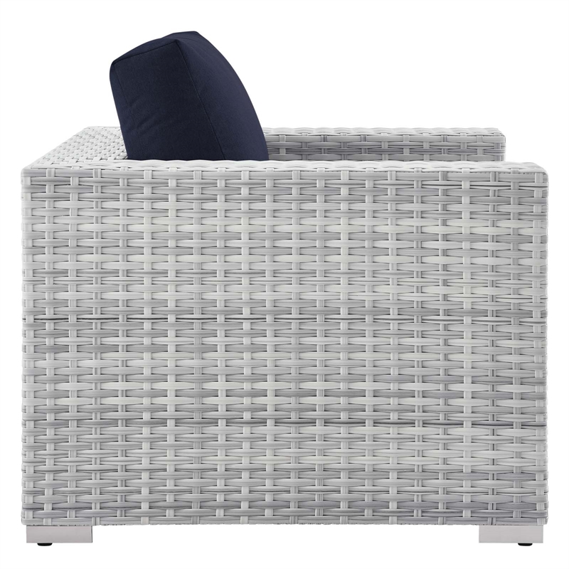 Pemberly Row Modern Fabric Outdoor Patio Armchair in Light Gray/Navy