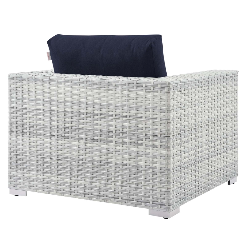 Pemberly Row Modern Fabric Outdoor Patio Armchair in Light Gray/Navy
