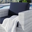 Pemberly Row Modern Fabric Outdoor Patio Armchair in Light Gray/Navy