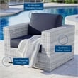 Pemberly Row Modern Fabric Outdoor Patio Armchair in Light Gray/Navy