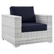 Pemberly Row Modern Fabric Outdoor Patio Armchair in Light Gray/Navy