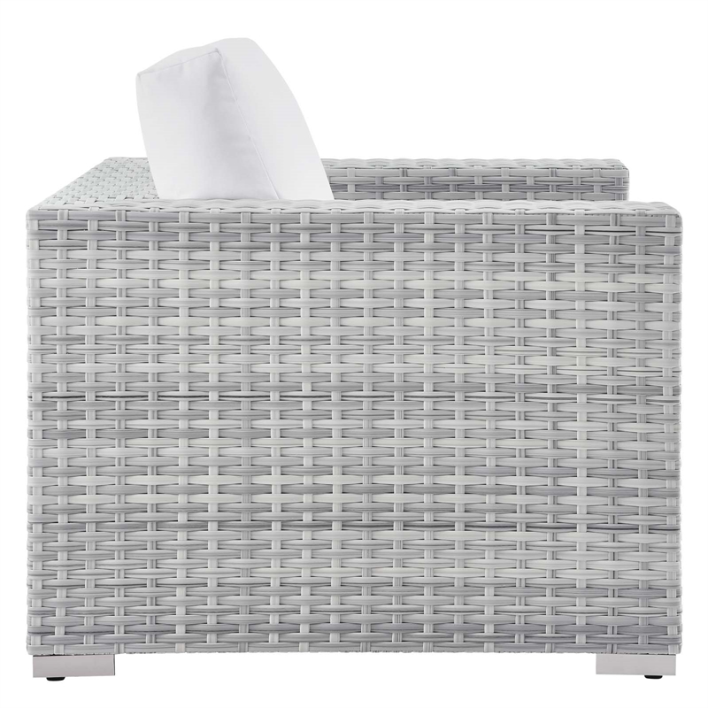 Pemberly Row Modern Fabric Outdoor Patio Armchair in Light Gray/White