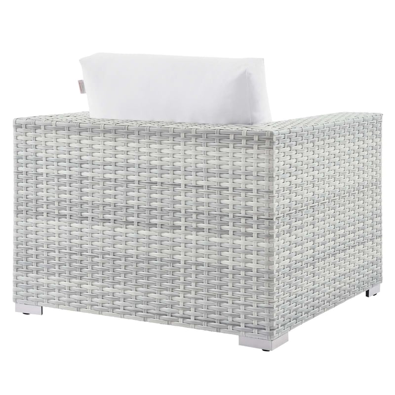 Pemberly Row Modern Fabric Outdoor Patio Armchair in Light Gray/White