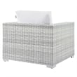 Pemberly Row Modern Fabric Outdoor Patio Armchair in Light Gray/White