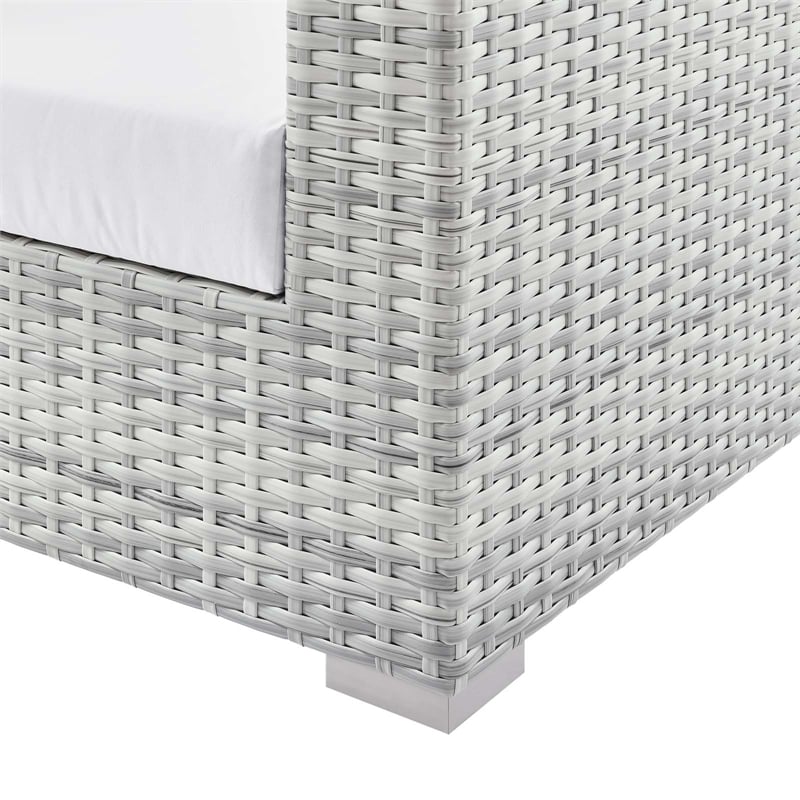 Pemberly Row Modern Fabric Outdoor Patio Armchair in Light Gray/White