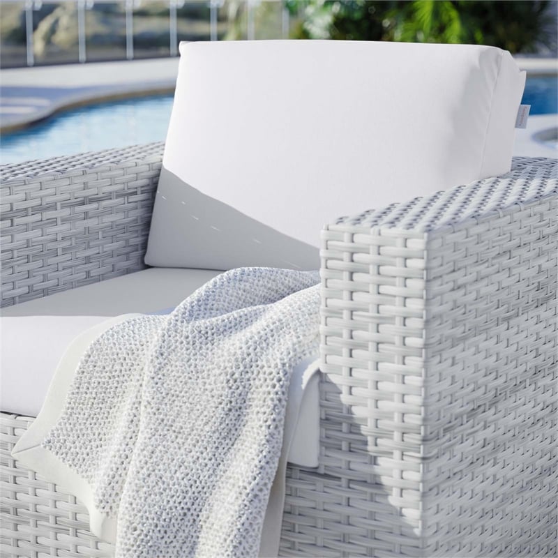 Pemberly Row Modern Fabric Outdoor Patio Armchair in Light Gray/White