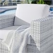 Pemberly Row Modern Fabric Outdoor Patio Armchair in Light Gray/White