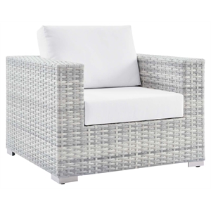 Pemberly Row Modern Fabric Outdoor Patio Armchair in Light Gray/White