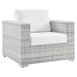 Pemberly Row Modern Fabric Outdoor Patio Armchair in Light Gray/White