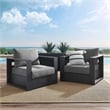 Pemberly Row Fabric & Aluminum Outdoor Armchair in Charcoal/Gray (Set of 2)