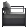 Pemberly Row Fabric & Aluminum Outdoor Armchair in Charcoal/Gray (Set of 2)