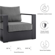 Pemberly Row Fabric & Aluminum Outdoor Armchair in Charcoal/Gray (Set of 2)