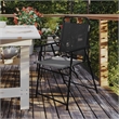 Pemberly Row Metal Patio Sling Chairs with Armrest in Black (Set of 2)