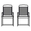 Pemberly Row Metal Patio Sling Chairs with Armrest in Black (Set of 2)