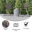 Pemberly Row Metal Patio Sling Chairs with Armrest in Brown (Set of 2)