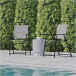 Pemberly Row Metal Patio Sling Chairs with Armrests in Gray (Set of 2)
